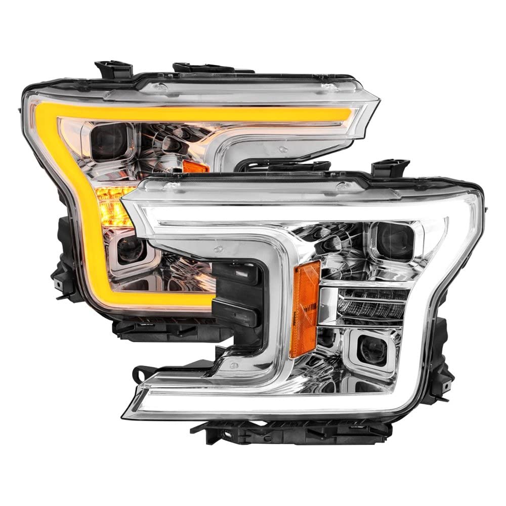 18-20 Ford F-150 ANZO (w/o Fctry LED) Full LED Proj Headlights w/Light Bar Swtchbk Seq. Chrome w/Int (111571)