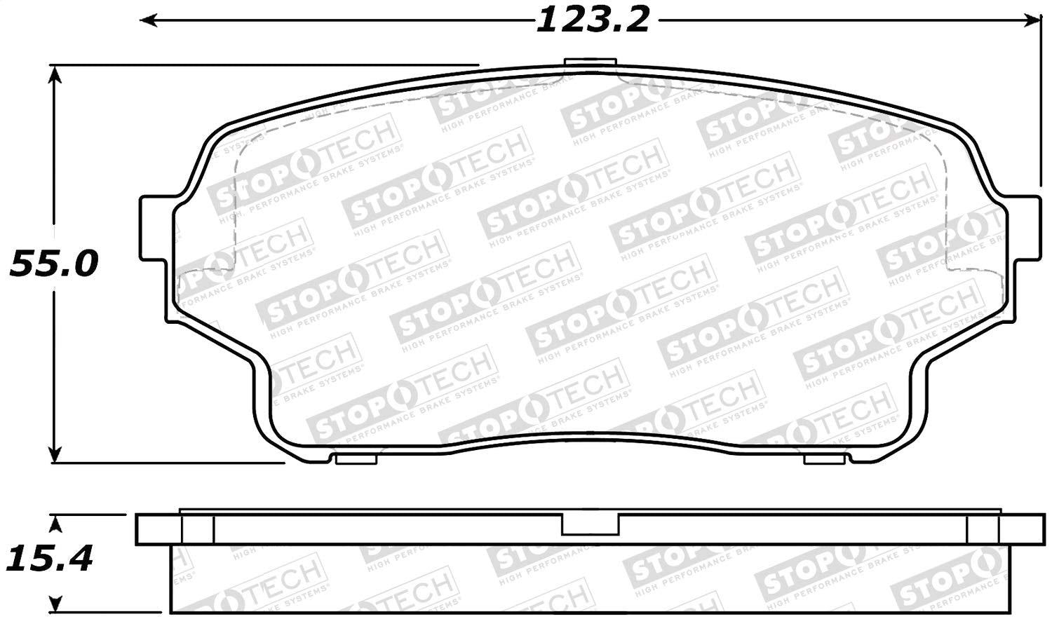 Front StopTech 308.11050 Brake Pads with Shims and Hardware