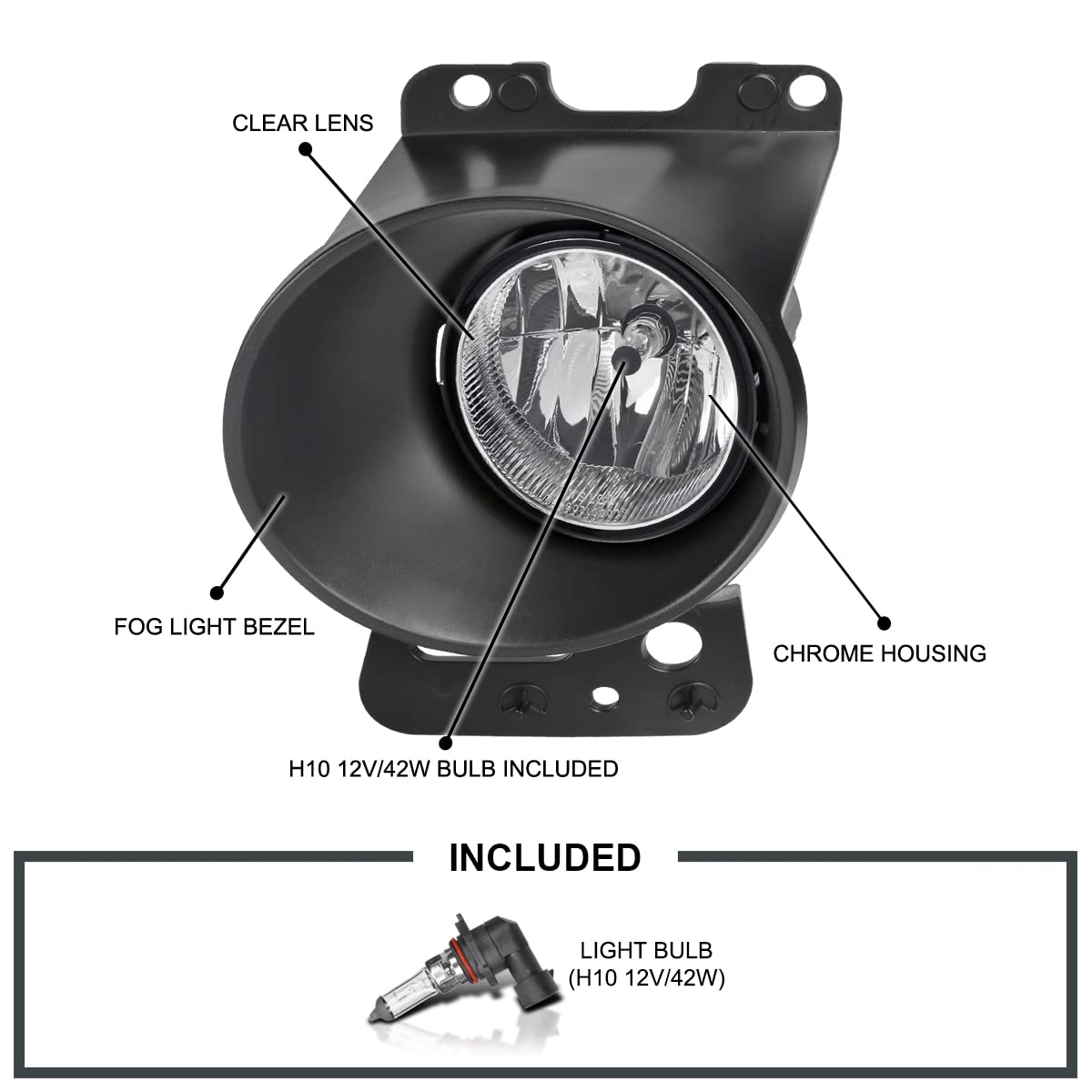 Fog Lights Spec-D Tuning Front Bumper Lamps w/Switch & Wiring Kit Compatible with Ford F150 Mark LT 2006-2008 L+R Pair Assembly