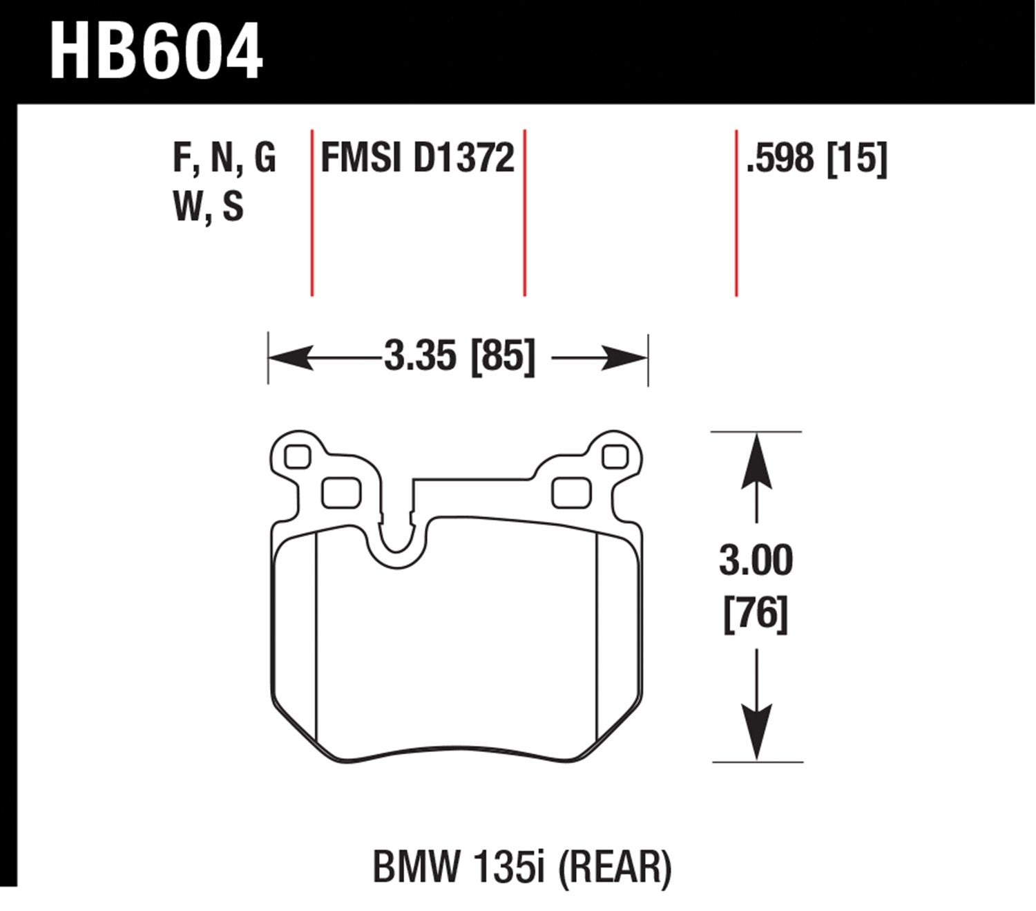 Hawk Performance Disc Brake Pad HB604S.598, Rear