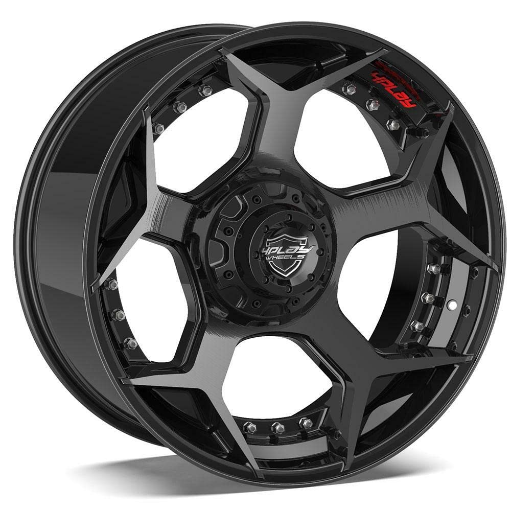 4PLAY Wheels 4P50-22100-6D55-18BBT Painted Brushed Black Wheel (22 x 10. inches /6 x 135 mm, -18 mm Offset)