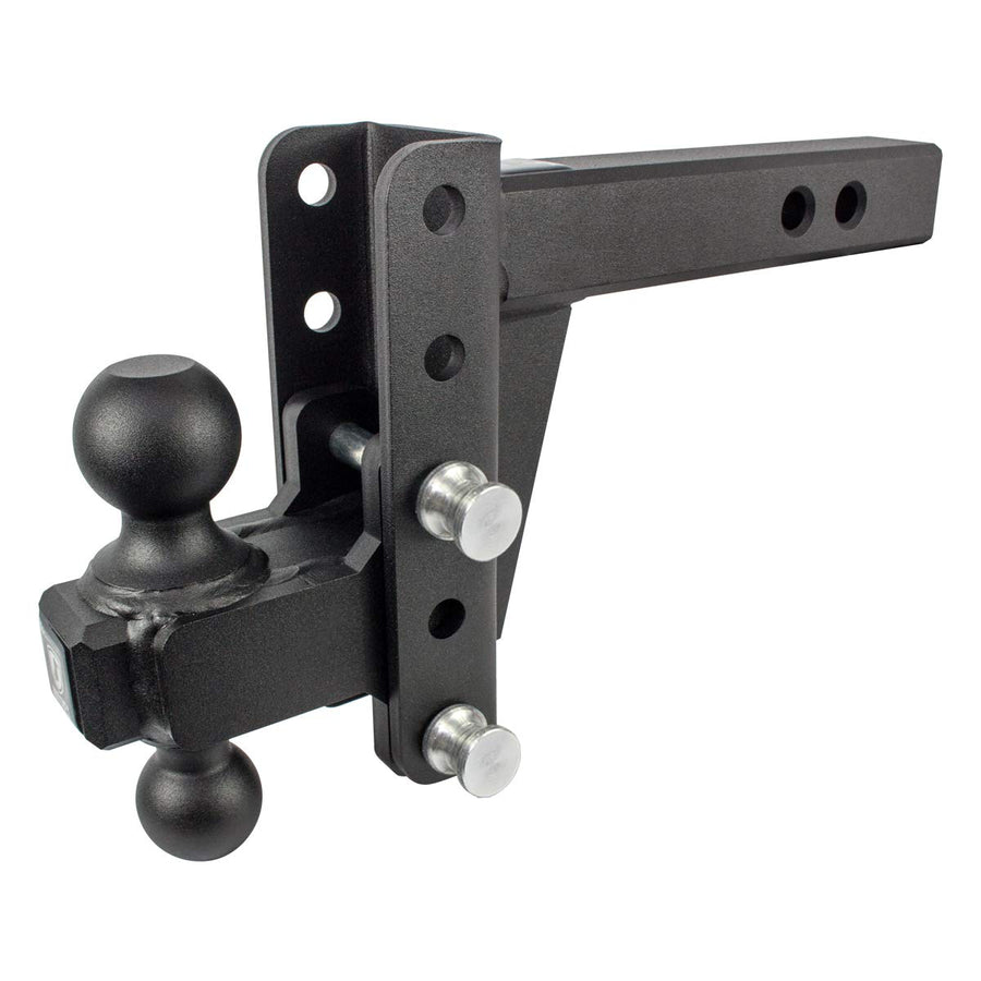 2.0" BulletProof Hitches Adjustable Extreme Duty Trailer Hitch (30,000 lb. Rating) - 4" Drop/Rise with 2" and 2 5/16" Dual Ball - Powder Coat, Solid Steel, Corrosion-Resistant