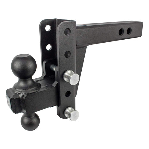 2.0" BulletProof Hitches Adjustable Extreme Duty Trailer Hitch (30,000 lb. Rating) - 4" Drop/Rise with 2" and 2 5/16" Dual Ball - Powder Coat, Solid Steel, Corrosion-Resistant