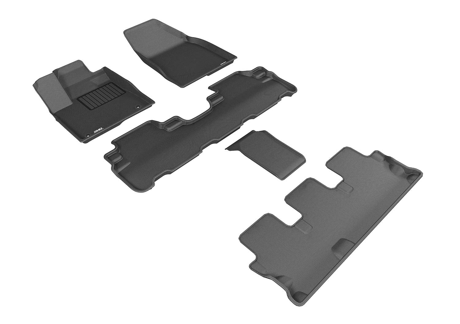 3D MAXpider Floor Mats All-Weather for Toyota Highlander 6-Seater 2014-2019 (2nd Row Bucket Seat) Custom Fit Car Floor Liners, Kagu Series (1st, 2nd & 3rd Row, Black)