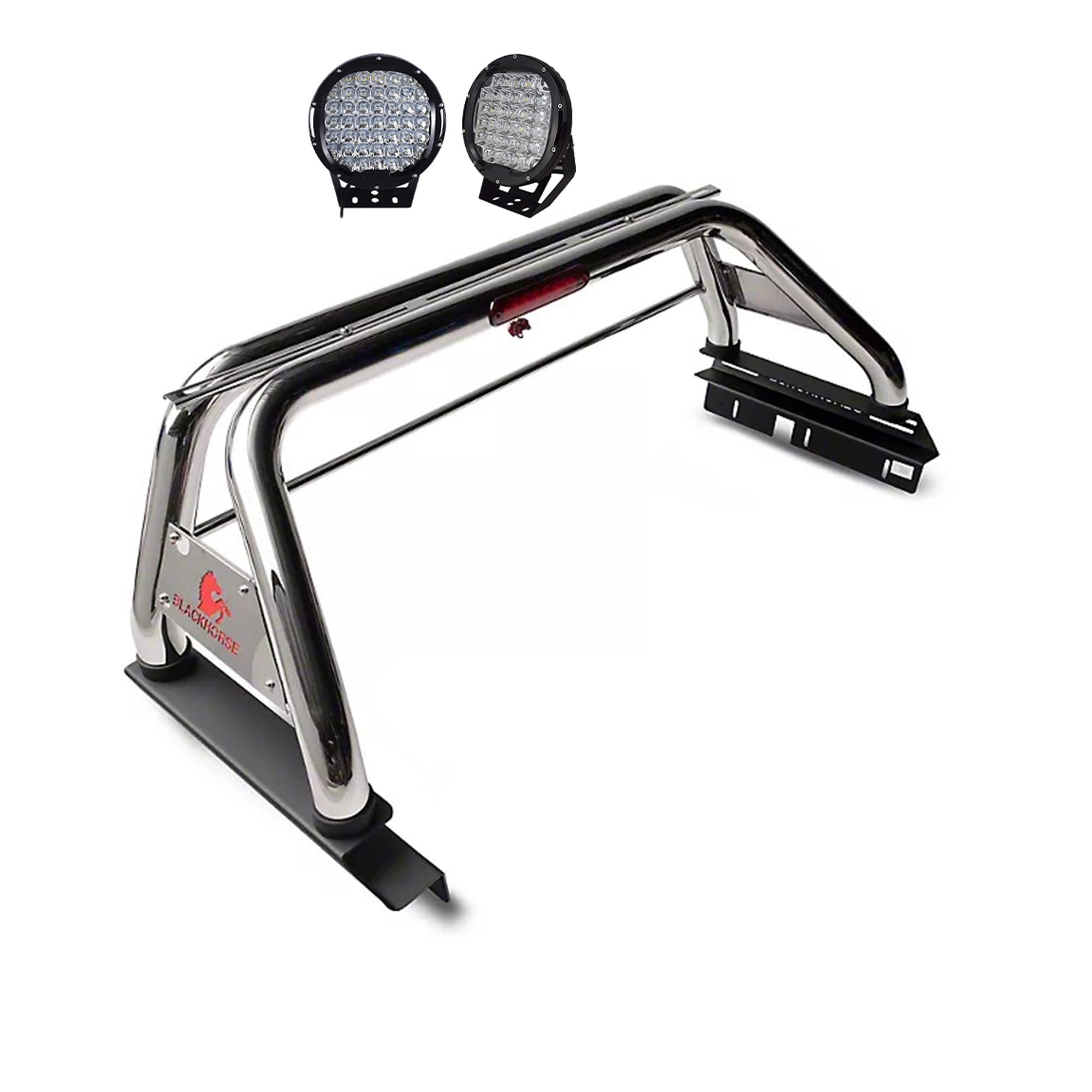 Off Road Black Horse Classic Roll Bar Kit Stainless Steel Compatible with 2005-2023 Toyota Tacoma-RB006SS-PL69B
