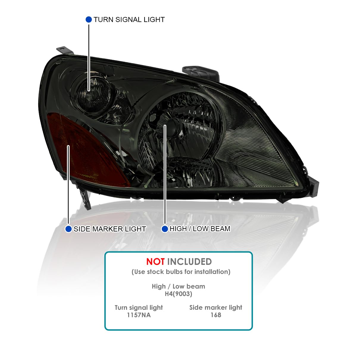 Smoke SPEC-D TUNING Headlights Compatible with 2003-2005 Honda Pilot, Left + Right Pair Headlamps Assembly