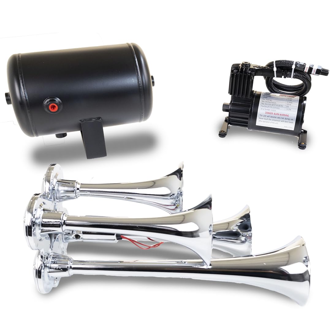 Kleinn Air Horns Complete HK4 Quad Air Horn Package - Chrome