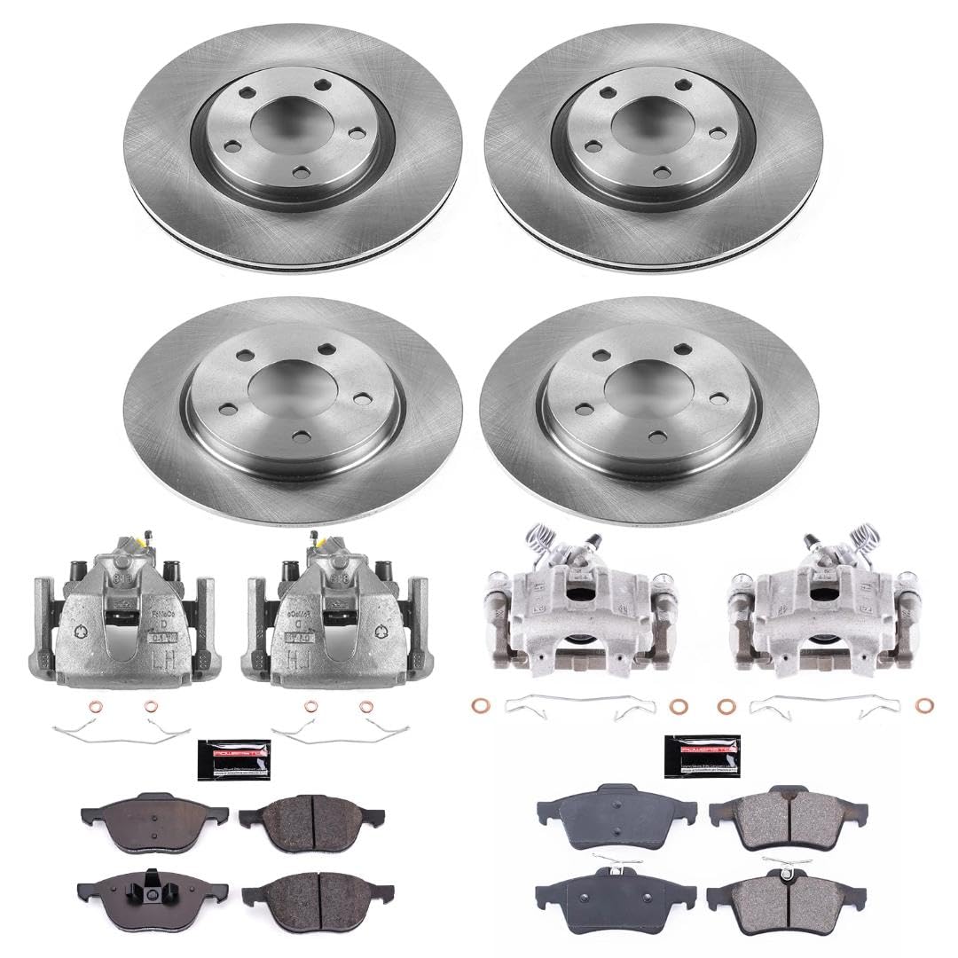 Power Stop KCOE126C Replacement Autospecialty Front and Rear Caliper Kit-Rotors, Ceramic Brake Pads, Calipers For Mazda 3 2008-2013 [Model Specific]