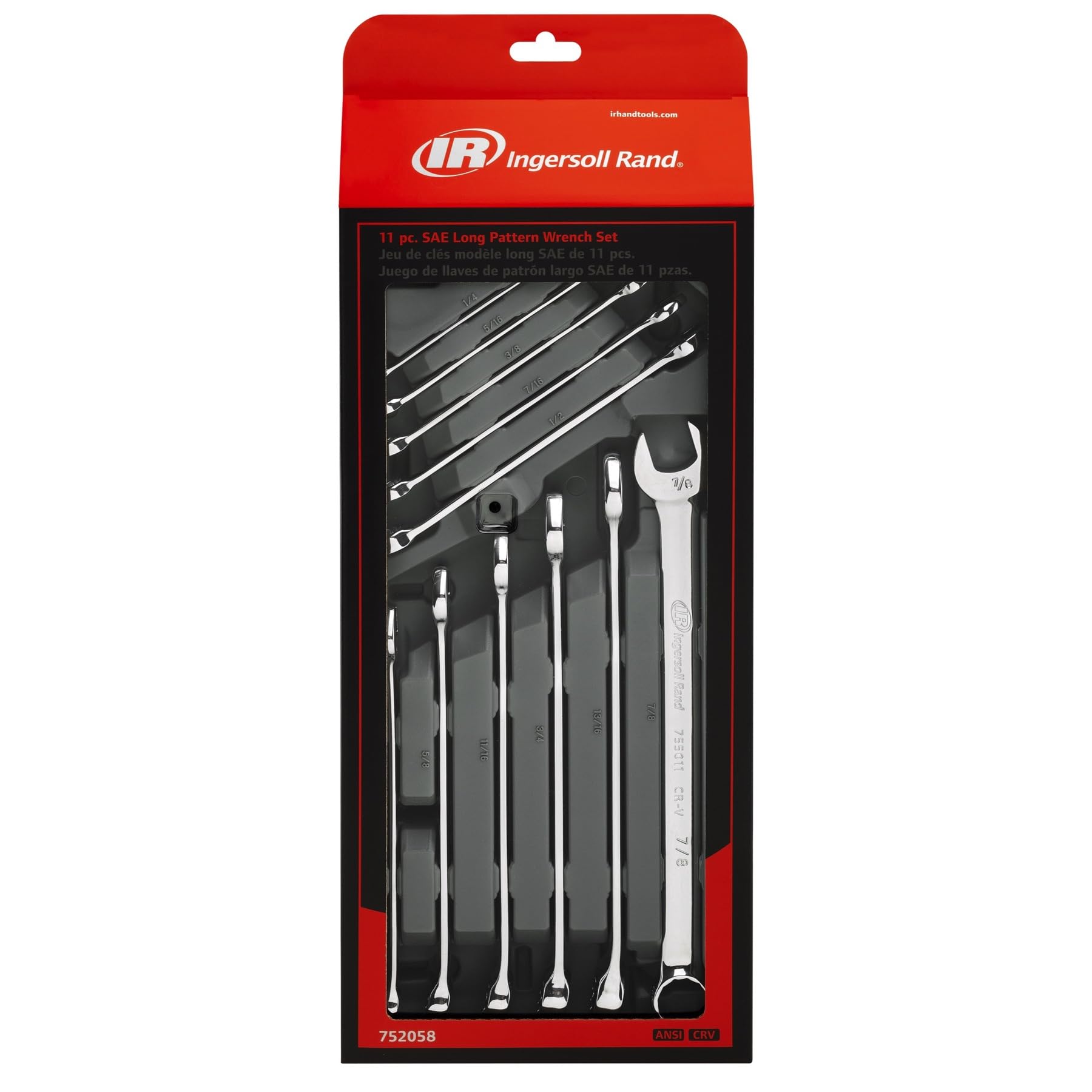 11 Pc. Ingersoll Rand Long Pattern Combination Wrench Set - SAE- 752058