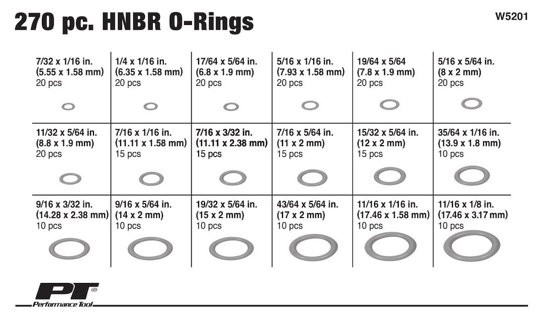 HNBR O-Ring Assortment Kit 270 Pc