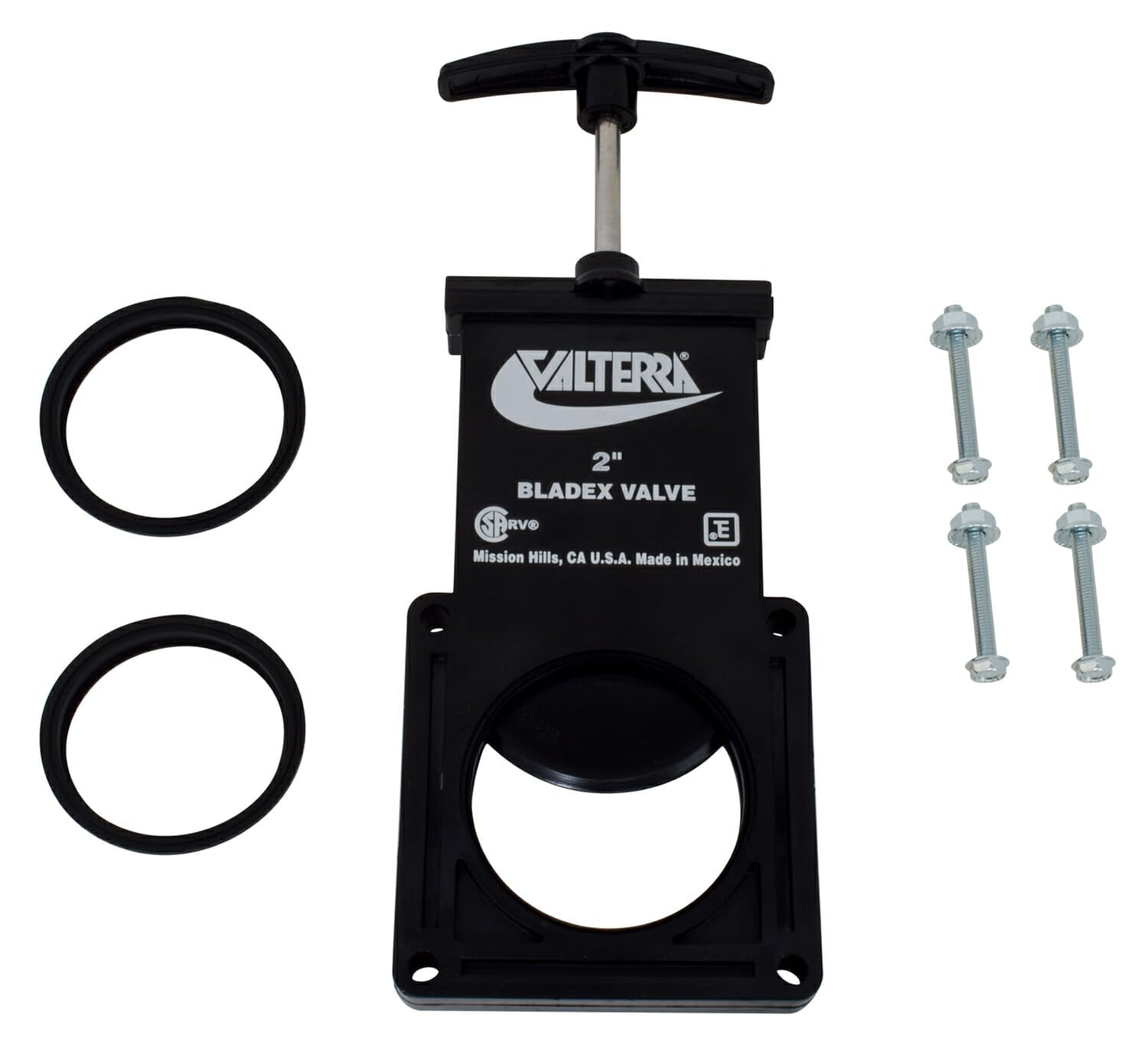 Bladex Waste Valve Valterra T1002VP with Plastic Handle - 2", Black