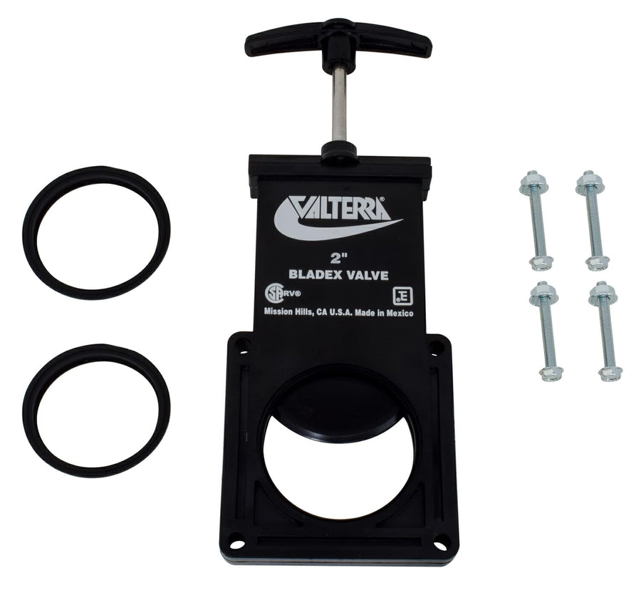 Bladex Waste Valve Valterra T1002VP with Plastic Handle - 2", Black