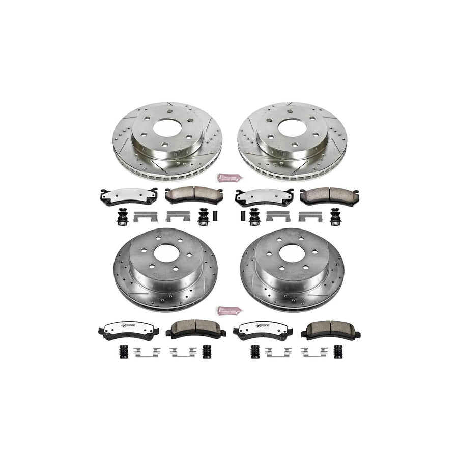 Power Stop Brake Kit Front and Rear For 2003 2004 2005 Chevrolet Express 2500 - Truck & Tow Carbon Fiber Ceramic Pads & Drilled and Slotted Rotors Replacement, K2017-36