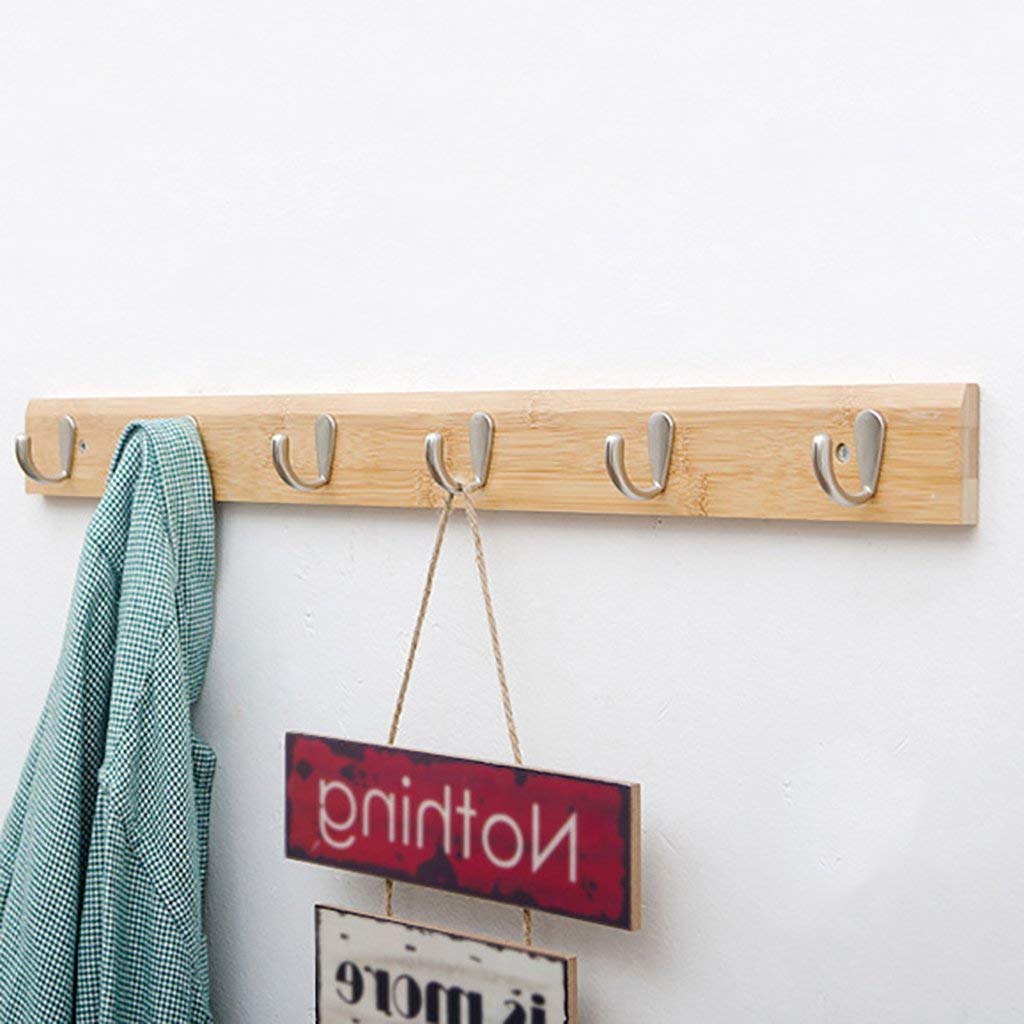 YIMJ Home Coat Hook Hat Rack Wall Mount Towel Backpack Leash Hanging Hook Entryway Organization Wall Mount Storage Rack, Natural, 5Hook