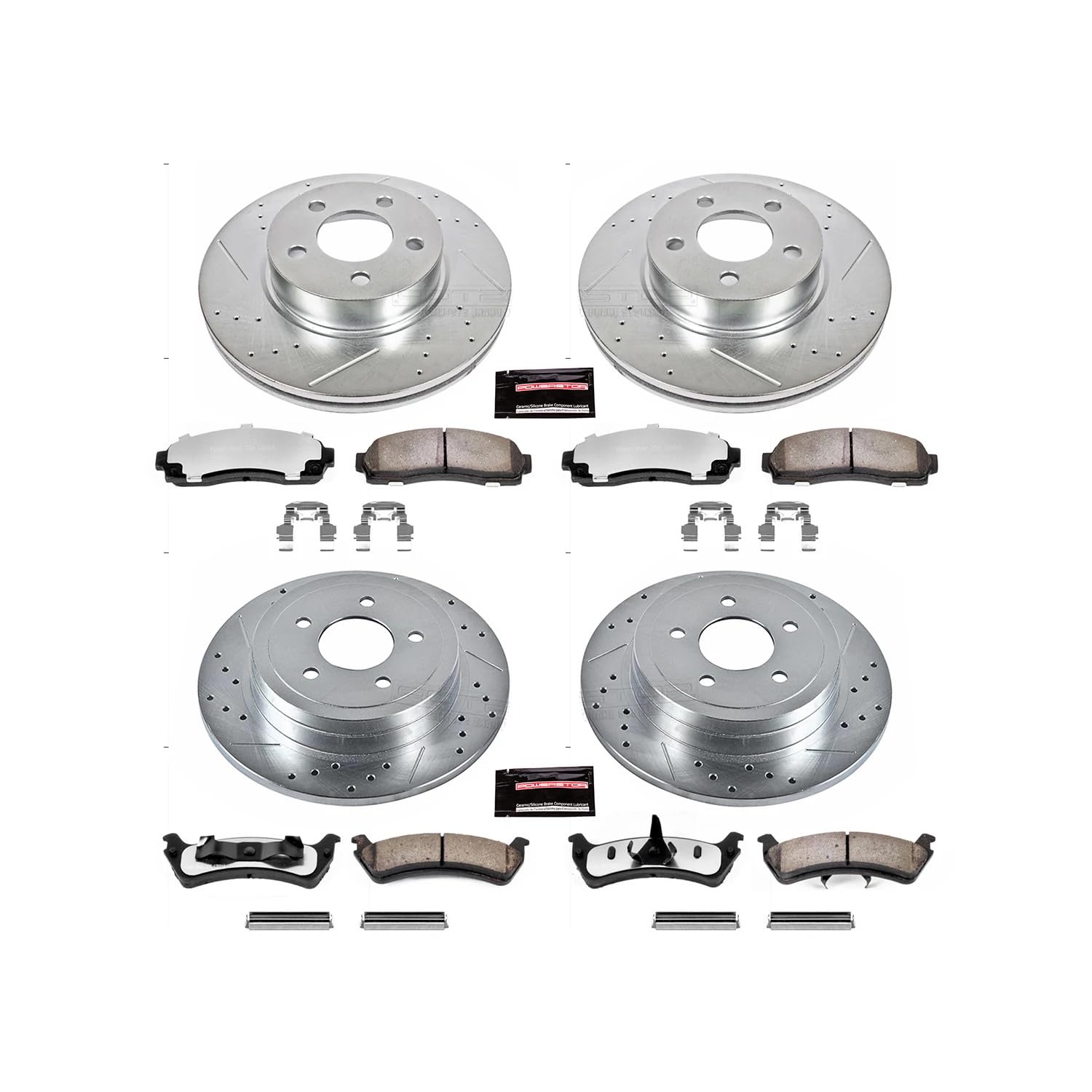 Power Stop Brake Kit Front and Rear For 2003 Ford Explorer Sport - Truck & Tow Carbon Fiber Ceramic Pads & Drilled and Slotted Rotors Replacement, K1924-36