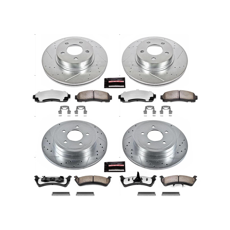 Power Stop Brake Kit Front and Rear For 2003 Ford Explorer Sport - Truck & Tow Carbon Fiber Ceramic Pads & Drilled and Slotted Rotors Replacement, K1924-36