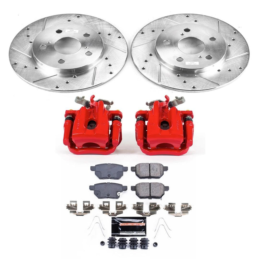 Power Stop Z23 Evolution Rear Brake Caliper Kit KC7753- Brake Rotors, Carbon-Fiber Ceramic Brake Pads, Brake Calipers