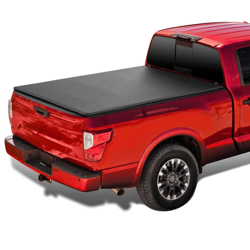 Soft Spec-D Tuning Quad Fold Tonneau Cover Compatible with 2017-2024 Nissan Titan, 2016-2024 Nissan Titan XD 78", 6.6FT Standard Bed