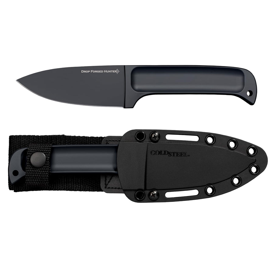 Cold Steel 4" Drop Forged Hunter High-Carbon Steel Drop Point Fixed Blade Multi-Purpose Outdoor Game Hunting Utility Knife, 4-5/8" Handle, Weather-Resistant Secure-Ex Sheath