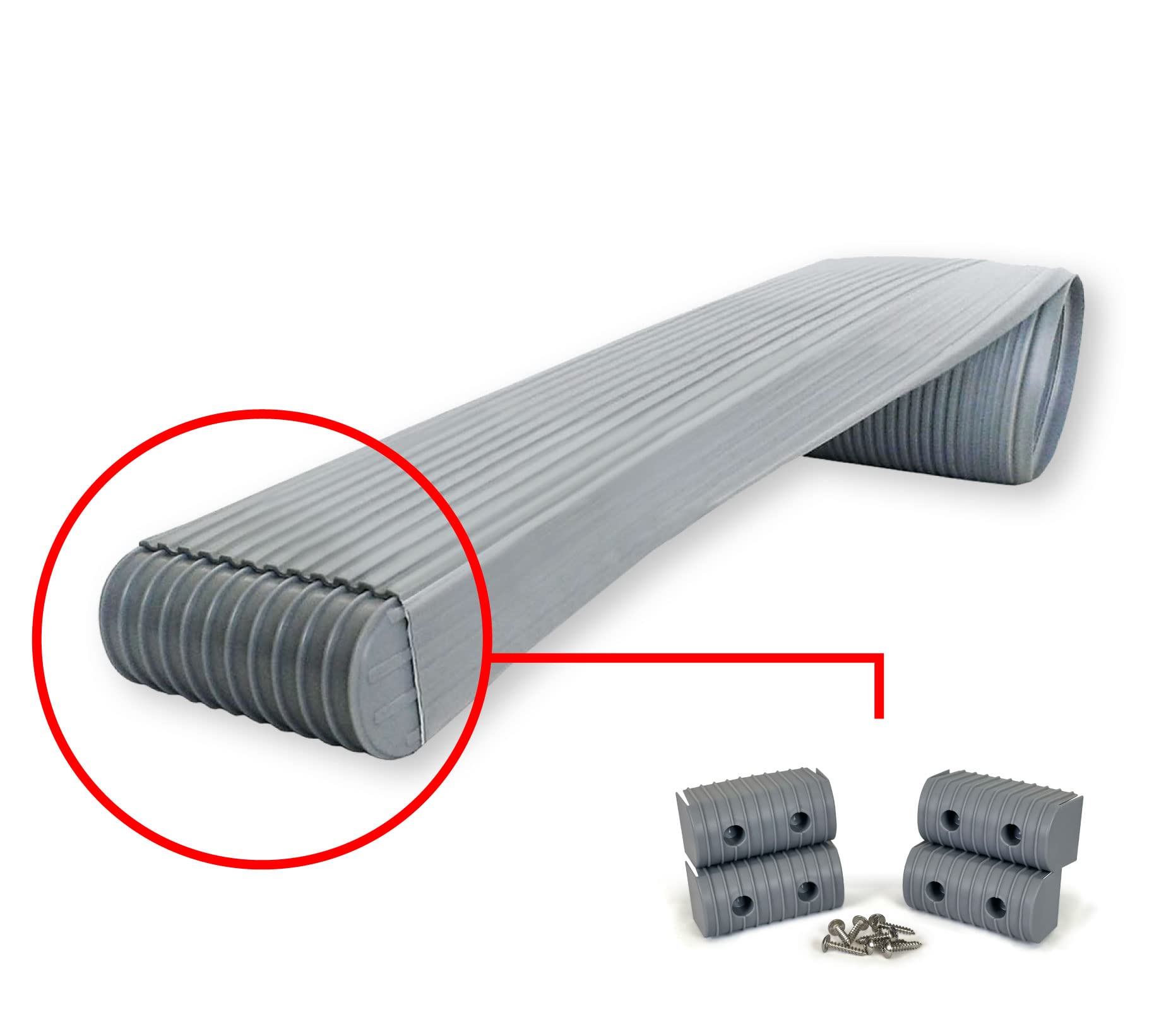 Bunk Wrap Caliber Endcaps 23053, 4-Pack of 2 x 6" Endcaps with Hardware, Grey