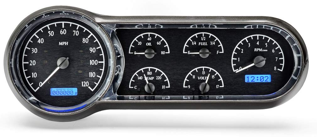 Dakota Digital VHX-53C-K-B 53 54 Chevy Car Analog Dash Gauge System Black Alloy Blue