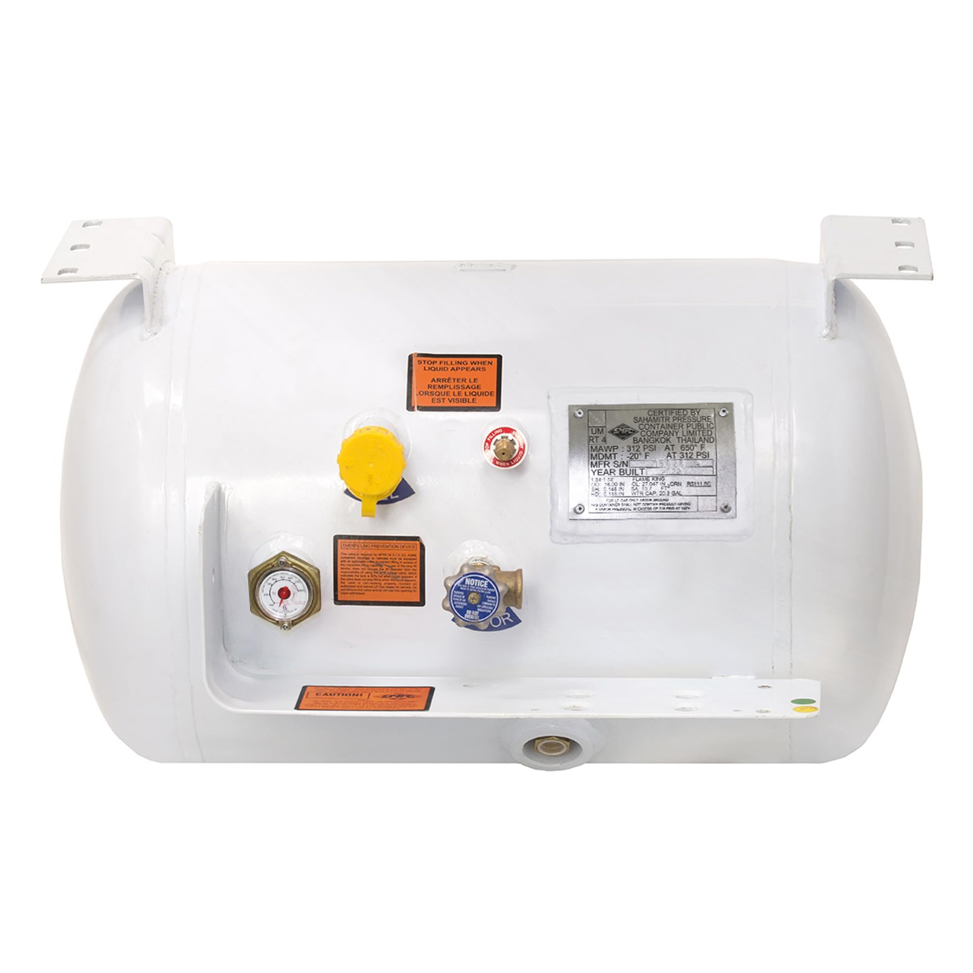 20.3 Gallon Flame King YSN203 Horizontal ASME RV, Van, Or Trailer Propane Tank Cylinder, 16" x 27"