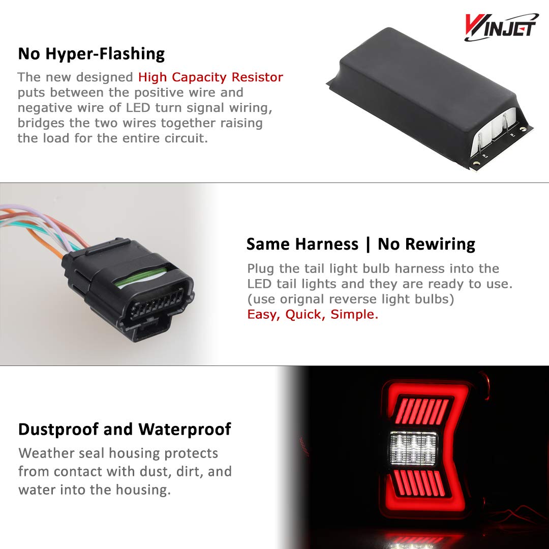 Tail Lights Winjet Compatible with 2019-2025 Jeep Gladiator JT Rear Lamps for [2019 2020 2021 2022 2023 2024 2025 Jeep Gladiator JT] LED Sequential Tail Lights Rear Lamps (Smoke Lens)