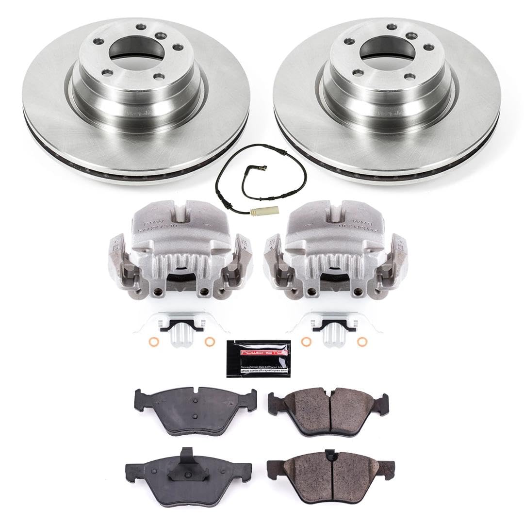 Power Stop KCOE3077 Replacement Autospecialty Front Caliper Kit-Rotors, Ceramic Brake Pads, Calipers For BMW 330i 2006 [Model Specific]
