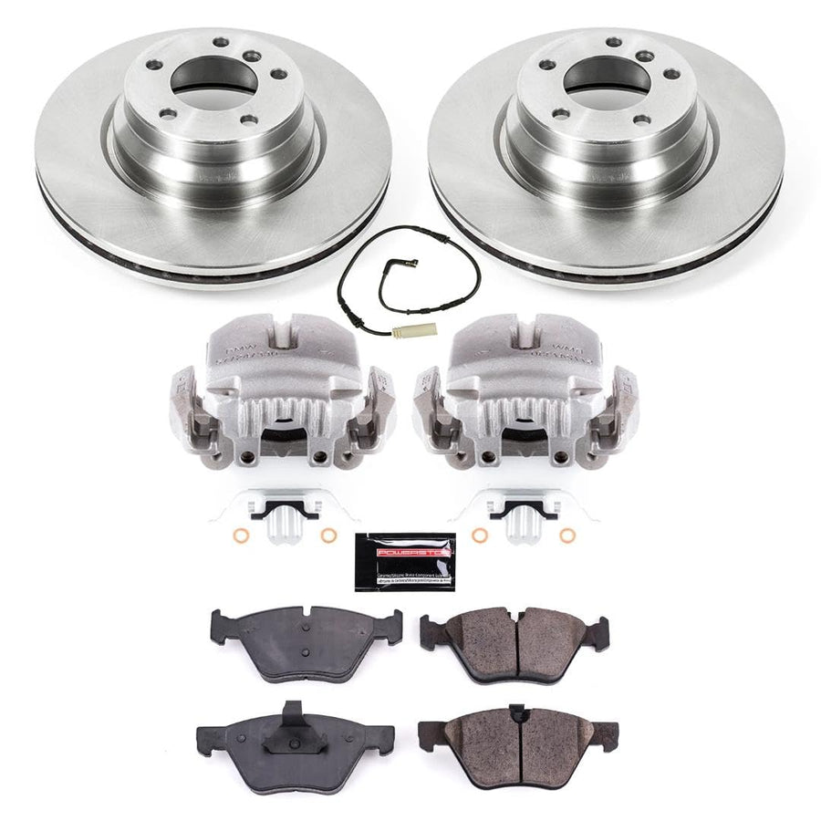 Power Stop KCOE3077 Replacement Autospecialty Front Caliper Kit-Rotors, Ceramic Brake Pads, Calipers For BMW 330i 2006 [Model Specific]
