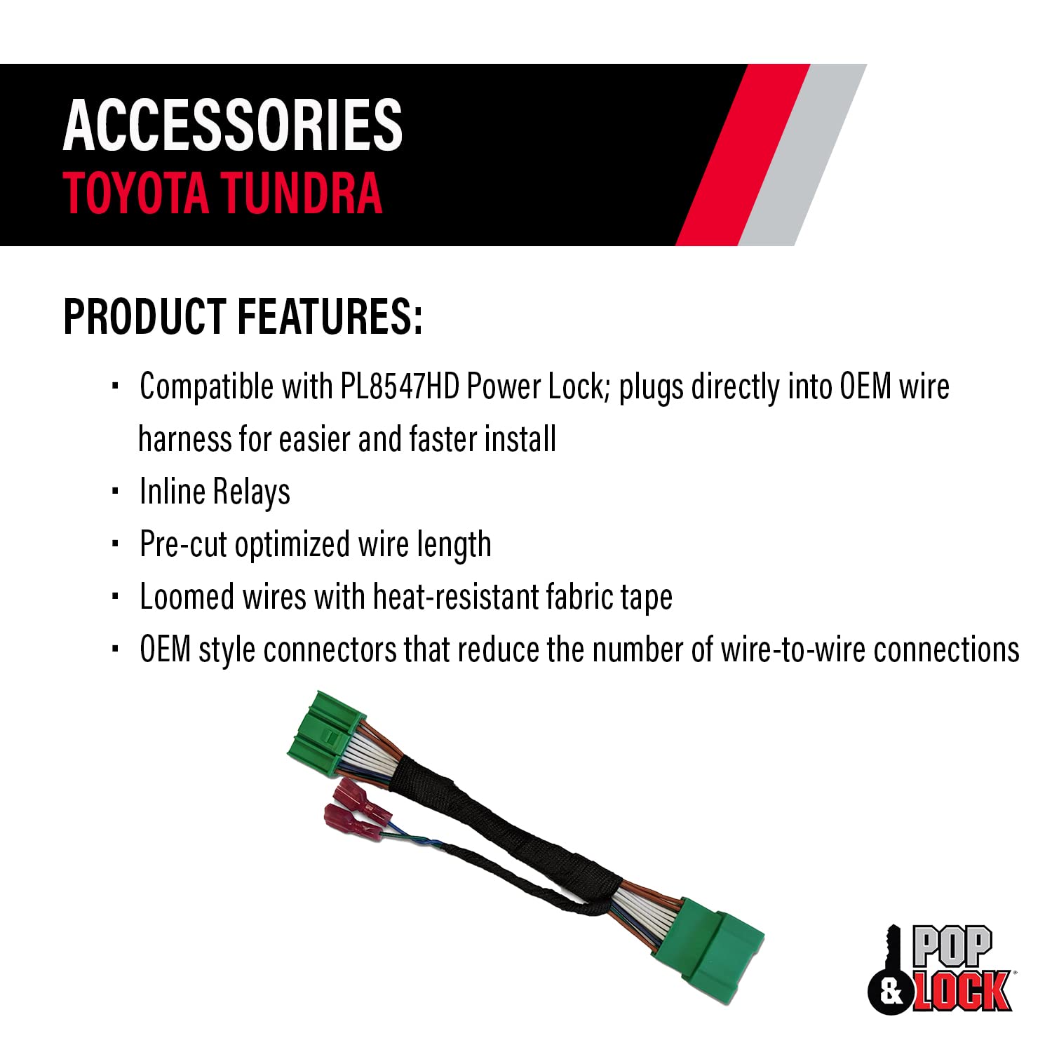 POP & LOCK POPNLOCK LLC - Plug and Play T-Harness for Toyota Tundra, Fits 2016 to 2021 Models (PL9547TUN)