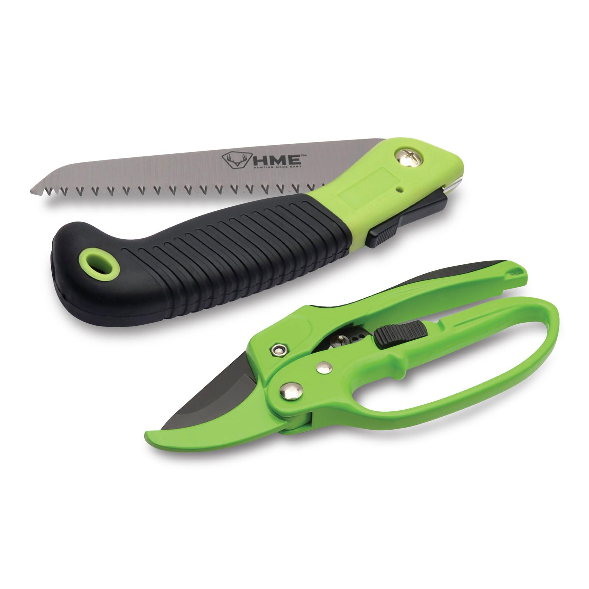HME Combo Pack Hunter's - 7" Folding Pocket Hand Saw & Heavy-Duty Ratchet Shears for Camping, Backpacking, Hiking, Hunting