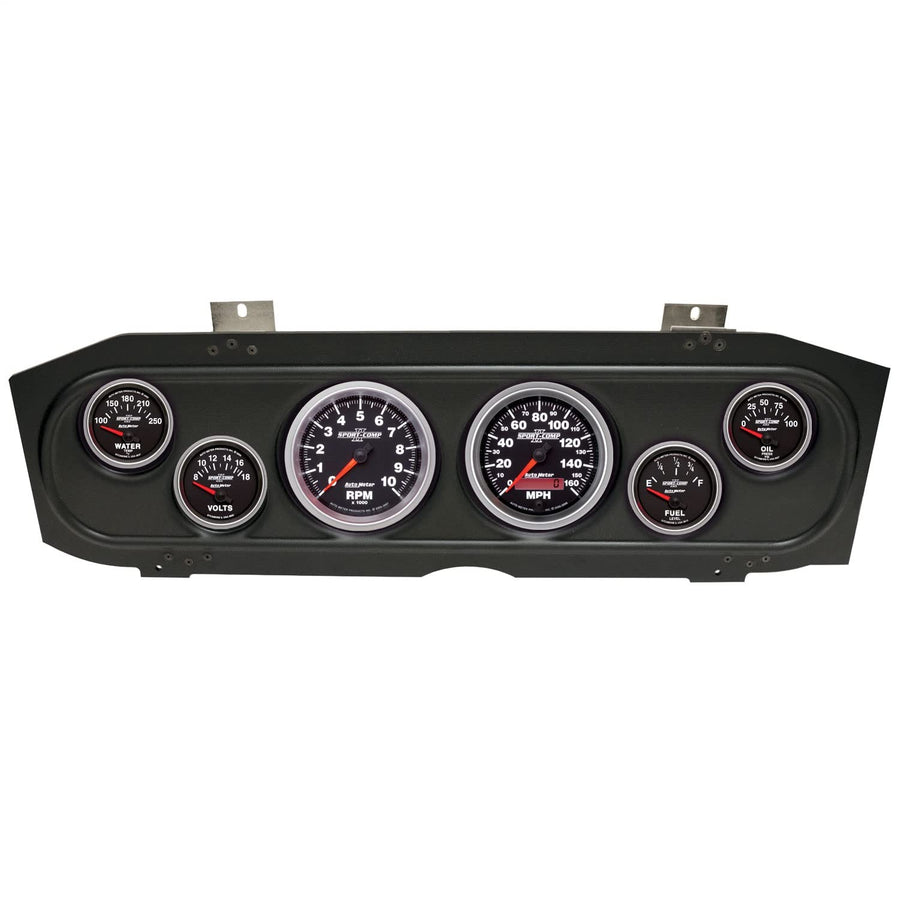 AutoMeter Dash Kit Direct Fit, (3 3/8" X2, 2 1/16" X4), MERC Cougar 69-70, Sport-Comp Ii (2913-12)
