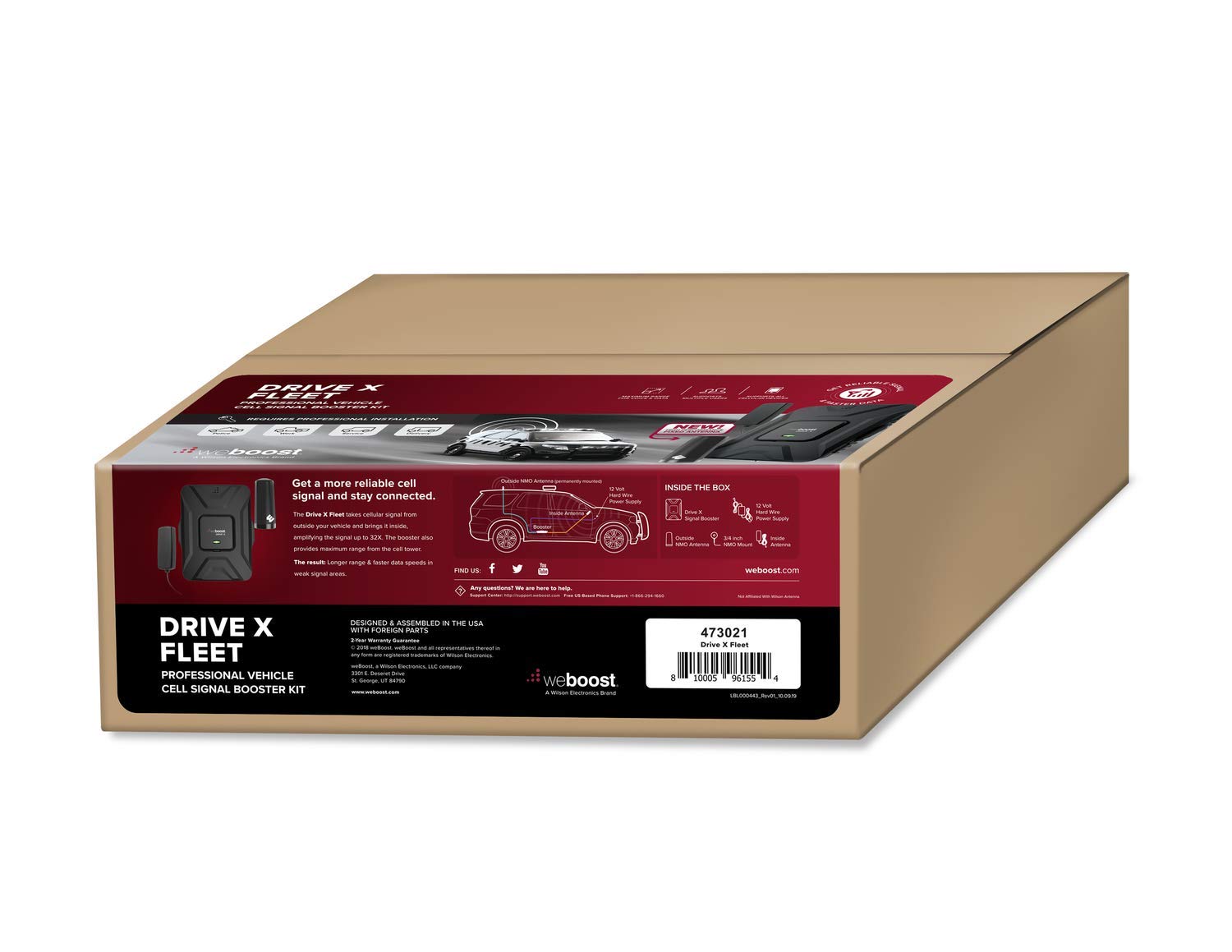 Drive X Fleet weBoost (473021) Cell Phone Signal Booster for Any Fleet Vehicles | Verizon, AT&T, T-Mobile, Sprint | Requires Professional Installation