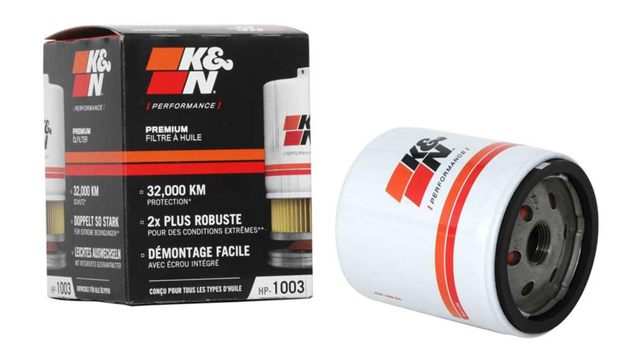 K&N Oil Filter Premium: 20,000 Mile Engine Protection with Wrench Off Nut: Compatible with Select TOYOTA/LEXUS/SUZUKI/CHEVROLET Vehicle Models (See Product Description for Select Models), HP-1003
