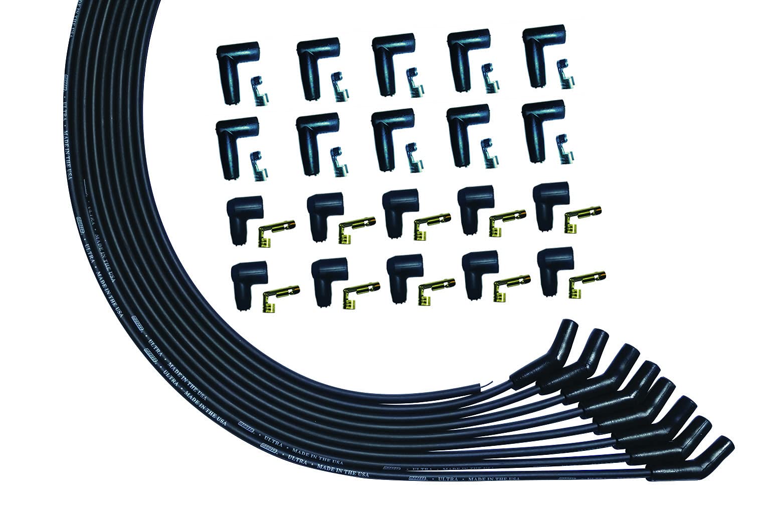 Ultra Series Moroso Black Universal V8 Spark Plug Wires, 135 Degree Plug Ends