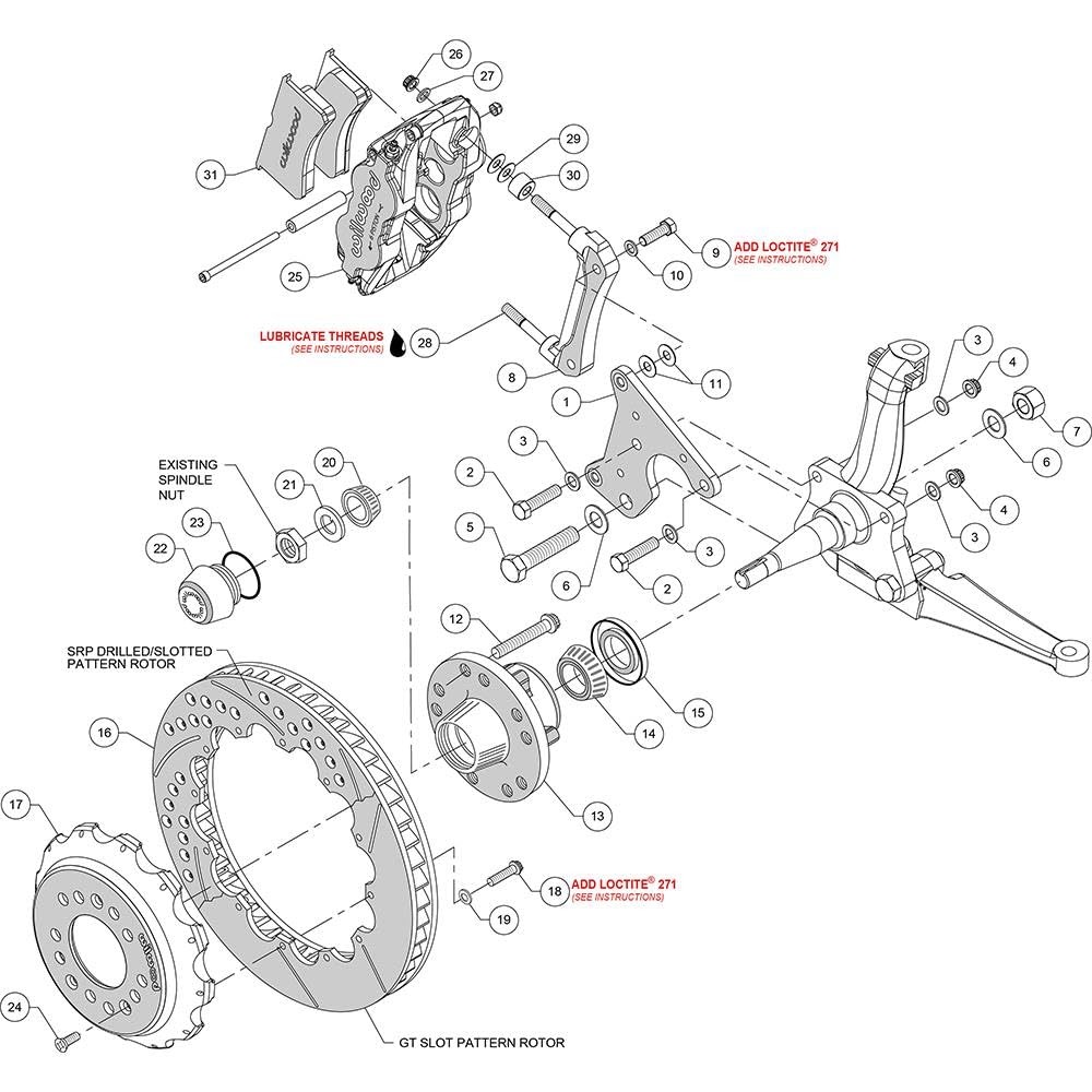 Front Hub Kit FNSL6R, 14.00" Drilled