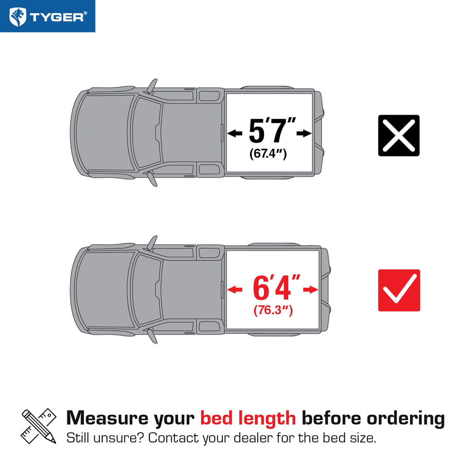 Tyger Auto T1 Truck Bed Soft Roll-up Tonneau Cover Compatible with 2019-2026 Ram 1500 (Not Fit 19-24 Classic) | 6'4" (76") Bed | TG-BC1D9047