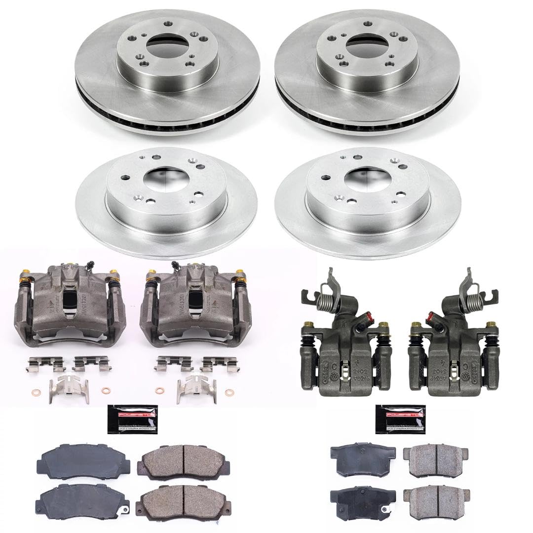 Power Stop KCOE1042 Replacement Autospeciality Front and Rear Caliper Kit- OE Rotors, Ceramic Brake Pads, Calipers For Honda Accord 1998-2002 [Model Specific]