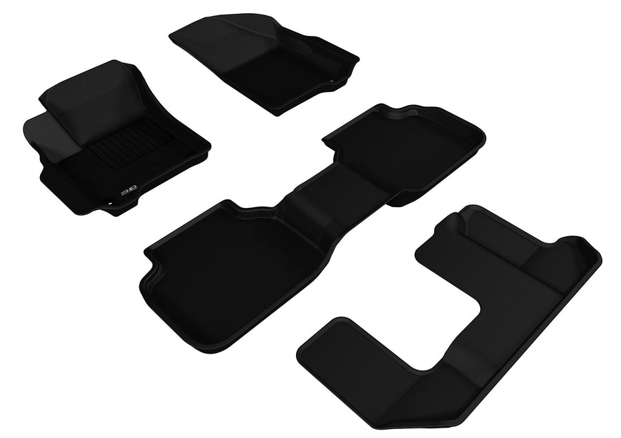 3D MAXpider KAGU Custom Fit Floor Mat (BLACK) for 2012-2020 DODGE JOURNEY - 1ST ROW 2ND ROW 3RD ROW
