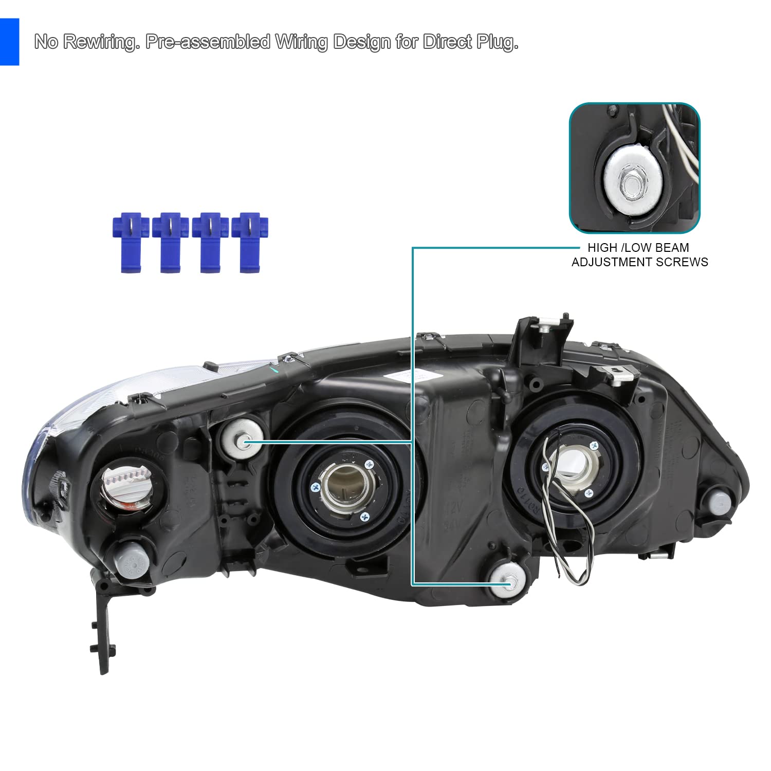 Smoke LED DRL Headlights SPEC-D TUNING Compatible with 2006-2011 Honda Civic Sedan 4DR