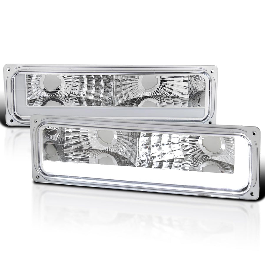 Clear LED Bar Bumper Lights SPEC-D TUNING Compatible with 1988-1998 Chevy Silverado C10 C/K