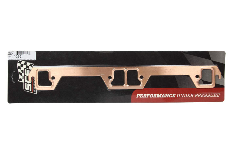 Exhaust Header/Manifold Gasket, SCE Pro Copper, Dog Leg Port, Copper, AMC V8, Pair