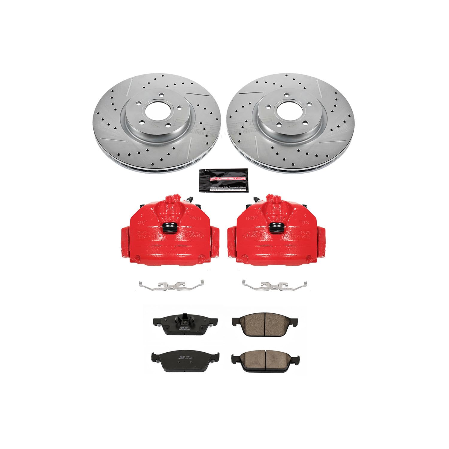 Power Stop Front KC6349 Z23 Evolution Sport Brake Kit (with Calipers) For Ford Escape 2013-2017, Ford Transit Connect 2014-2018 [Model Specific]