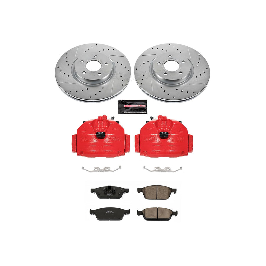 Power Stop Front KC6349 Z23 Evolution Sport Brake Kit (with Calipers) For Ford Escape 2013-2017, Ford Transit Connect 2014-2018 [Model Specific]
