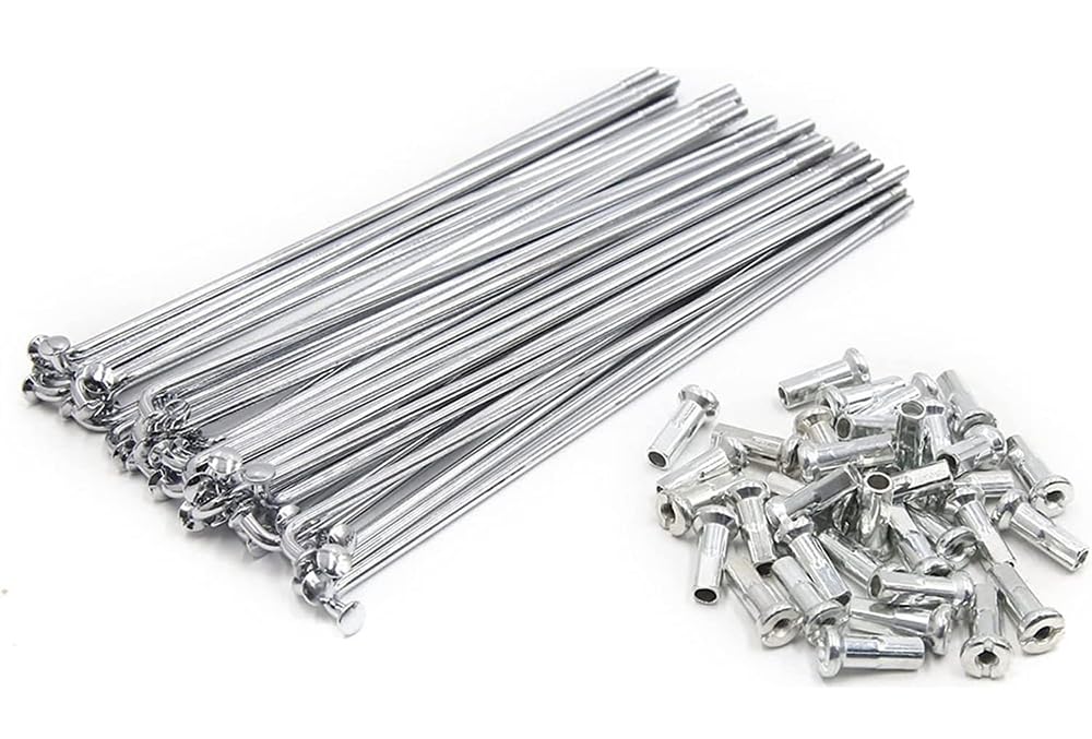 Electric Bicycle KTKEET Spokes 12G 20/40PCS 2.5 mm Diameter Silver Carbon Steel 50-306MM Bike Wheel Spokes with Nipple for E-Bike Motorcycle Tricycle (80mm,20pcs)