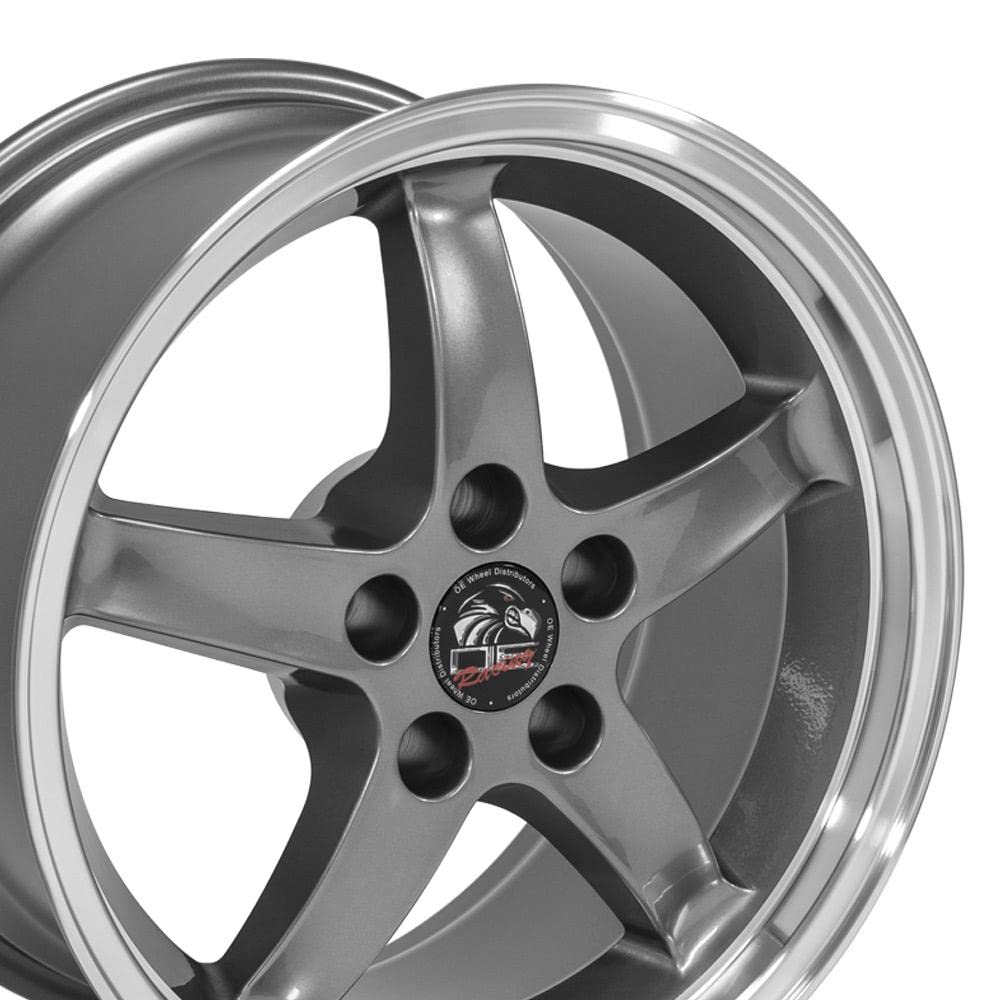 17 Inch OE Wheels FR04B Rim Fits Mustang Cobra R Style 5x114.3 17x9 Gloss Gunmetal Machined Lip (1)