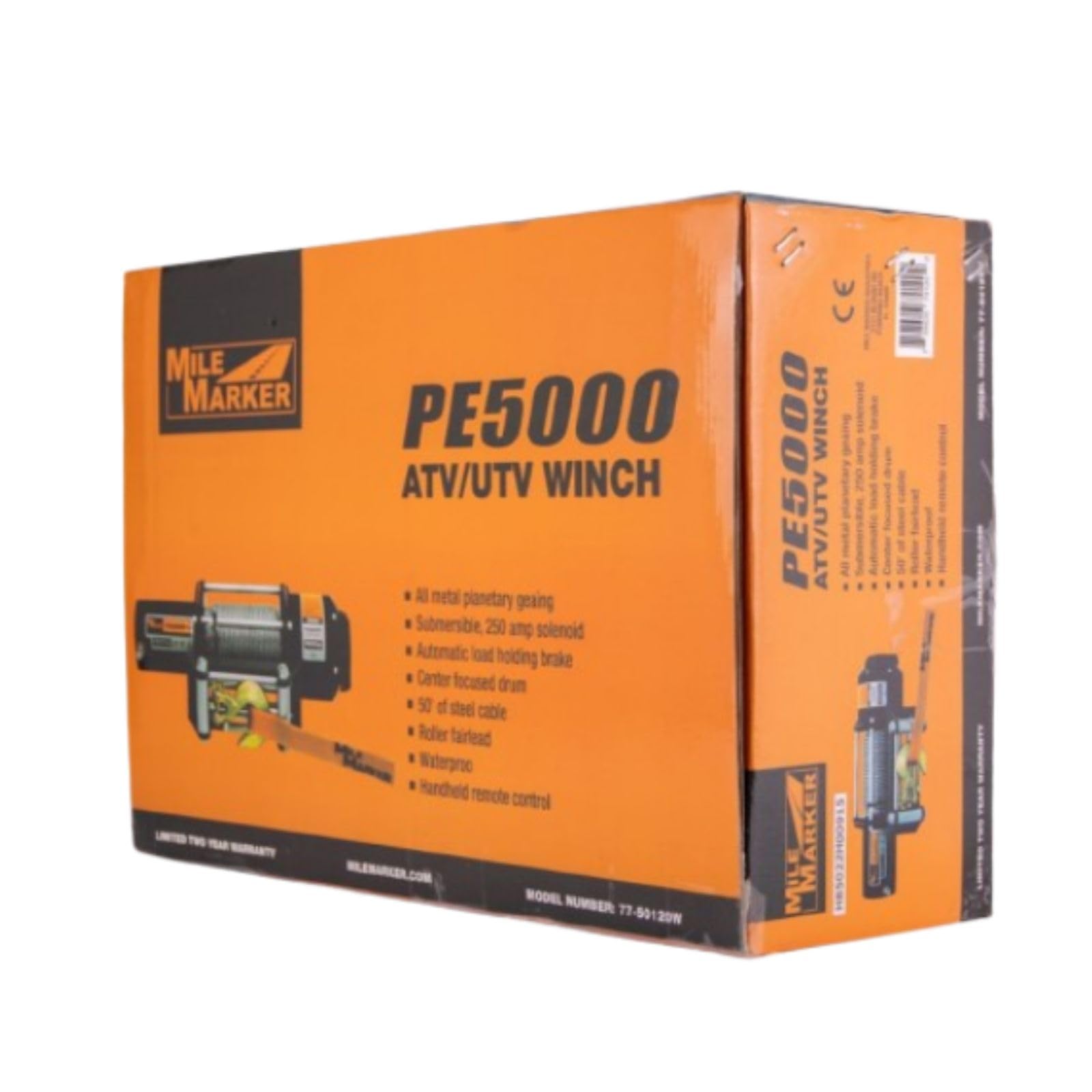 Winch Mile Marker 77-50120W PE5000 5000 lb. Pulling Capacity fits 1993 2000 Honda TRX300 FourTrax - Waterproof, 79′ of Steel Cable, All Metal Planetary Gearing, Aluminum Hawse Fairlead