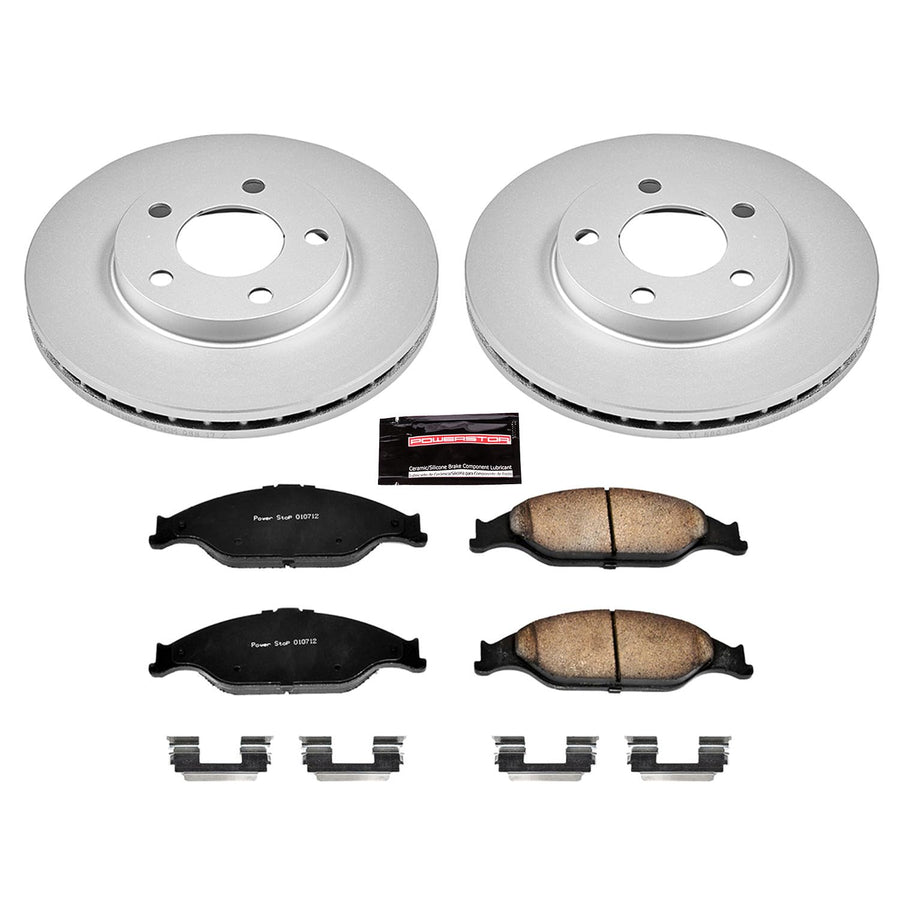 Power Stop Coated Brake Rotor CRK1301 & Ceramic Brake Pads- front For Ford Mustang 1999-2004 [Model Specific]