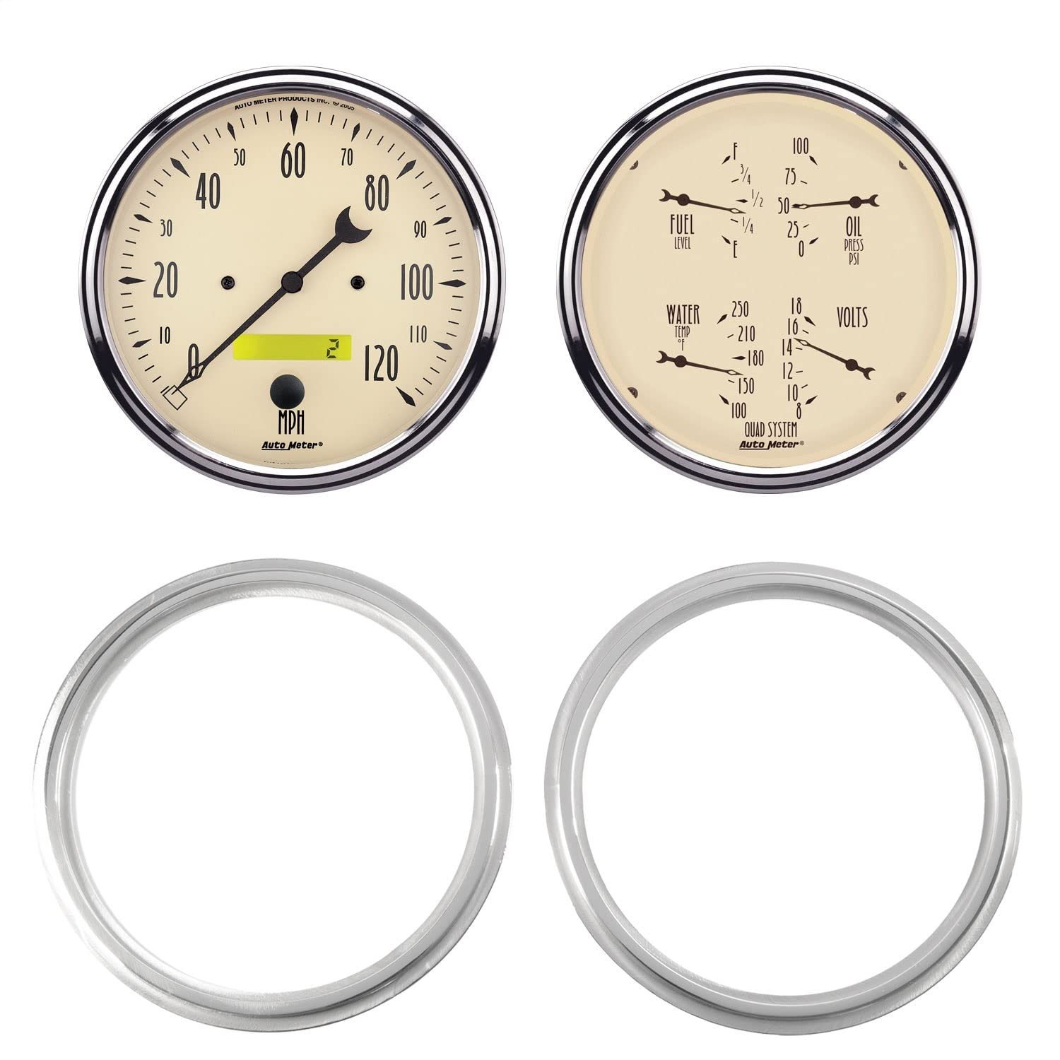 Chevy Truck 47-53 AutoMeter Direct Fit Dash Kit, 2 Pc, 2 X 5, Antique Beige (7039-02)