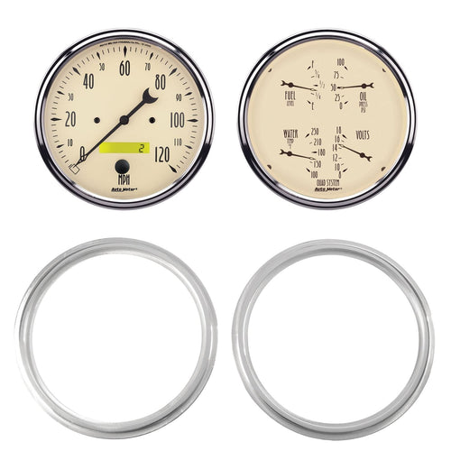 Chevy Truck 47-53 AutoMeter Direct Fit Dash Kit, 2 Pc, 2 X 5, Antique Beige (7039-02)